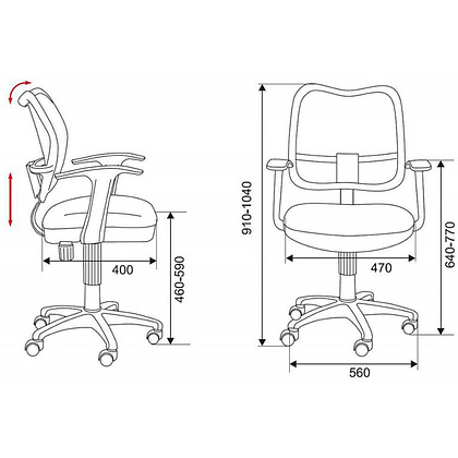 Кресло для детей "Бюрократ CH-W797", сетчатая ткань, пластик, розовый - 6
