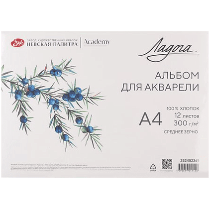 Альбом для рисования акварелью "Ладога", A4, 12 листов, склейка 