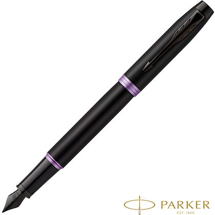 Ручка перьевая Parker "IM Vibrant Rings F315 Amethyst Purple PVD", F, черный, фиолетовый, патрон синий