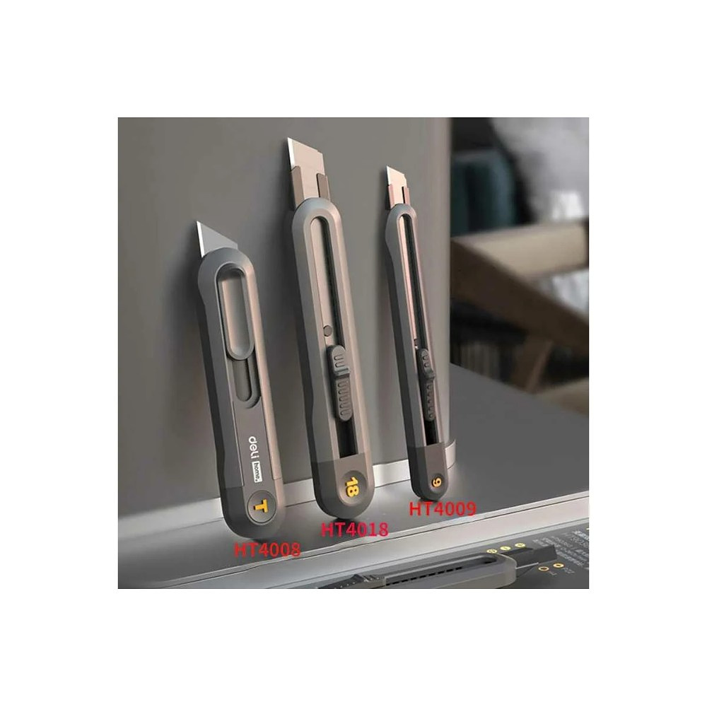 Нож строительный Deli HS EHT4009, 9 мм, Soft Touch, черный - 2