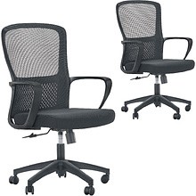 Кресло для персонала SitZone U-069B, сетка, ткань, пластик, черный, 2 шт/упак