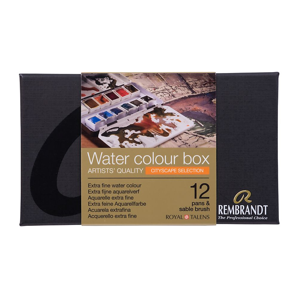 Набор красок акварельных пейзажных "Rembrandt", 12 цветов, кюветы - 5