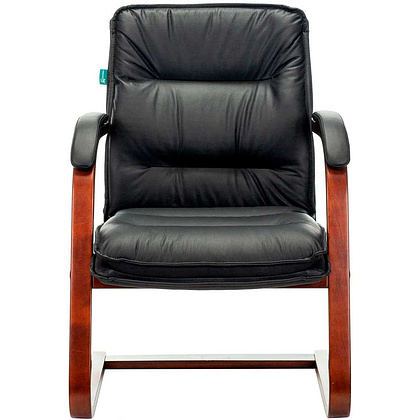 Стул для посетителей Бюрократ "T-9927WALNUT-AV", кожа, дерево, черный - 2