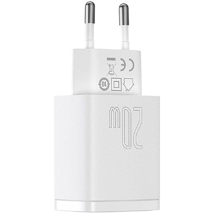 Сетевое зарядное устройство Baseus "CCXJ-B02", Compact Quick Charger USB+Type-C 20W, белый