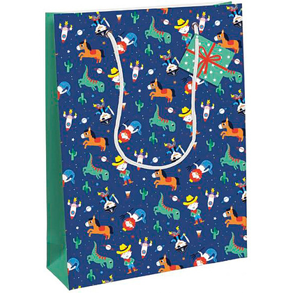 Пакет бумажный подарочный "HDME BOY", 26.5x14x33 см, разноцветный