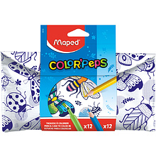 Пенал Maped "Colorpeps", 1 отделение, с наполнением, белый, синий