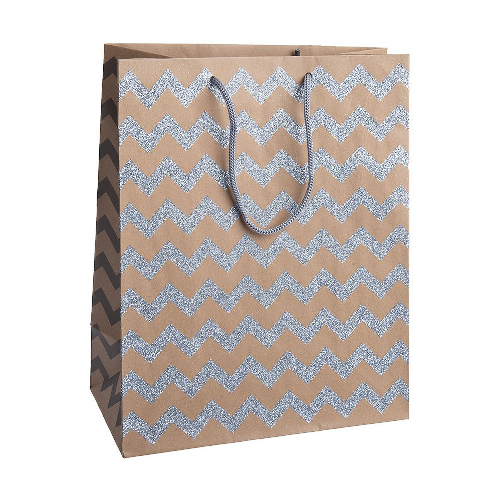 Пакет бумажный подарочный "Зигзаги", 26.4x32.4x13.7 см, ассорти