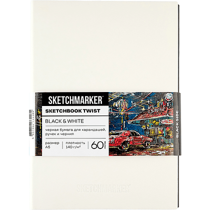 Скетчбук "Sketchmarker Black&White", А5, 120 листов, черный, белый - 2