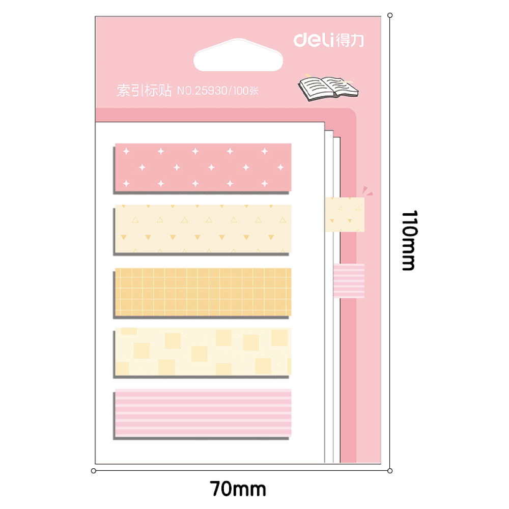 Закладки бумажные клейкие "Deli", 12x44 мм, 100 шт, ассорти - 2