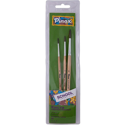 Набор кистей для рисования "Pinax school & hobby", пони, круглые, 3 шт.