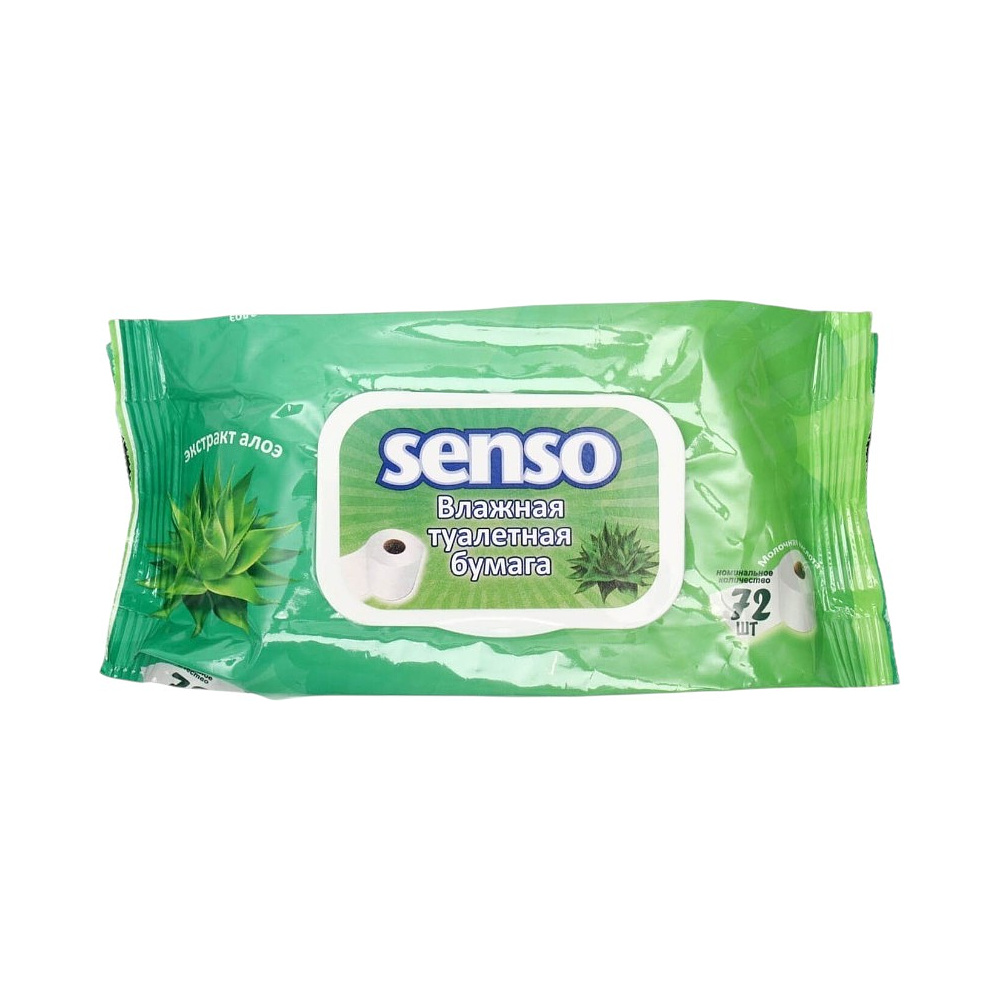 Влажная туалетная бумага "Senso" Алоэ и молочная кислота, 72 шт/упак.