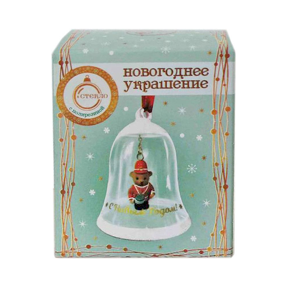 Украшение новогоднее "Мишка", красный, прозрачный - 2