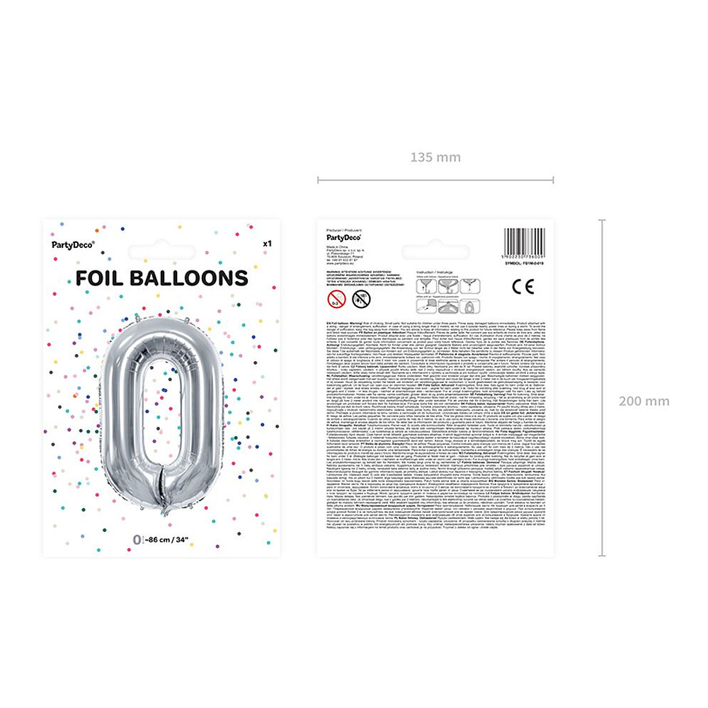 Шар фольгированный цифра "0", серебристый - 2