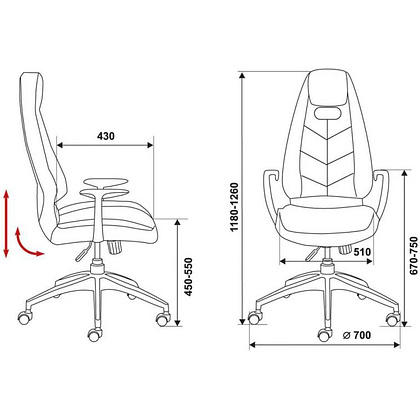 Кресло для руководителя "Бюрократ ZEN", кожа, алюминий, черный - 2