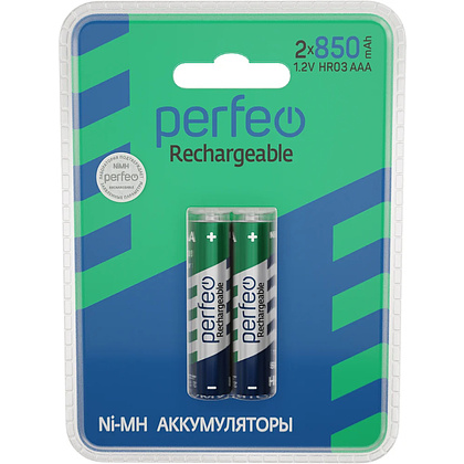 Аккумуляторные батарейки Perfeo AAA850mAh/2BL, 2 шт.