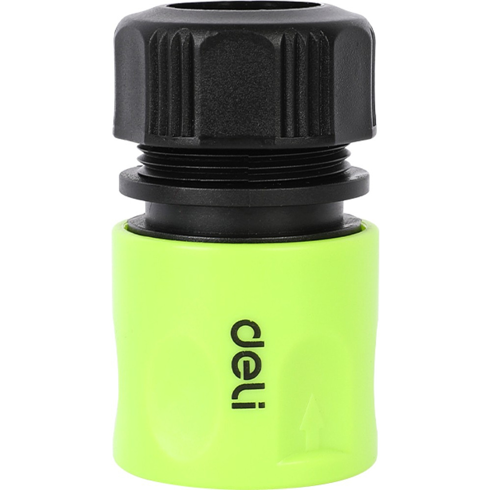 Соединитель-коннектор для шлангов Deli GS EDL8793, 1/2", быстросъемный с аквастопом, черный, зеленый