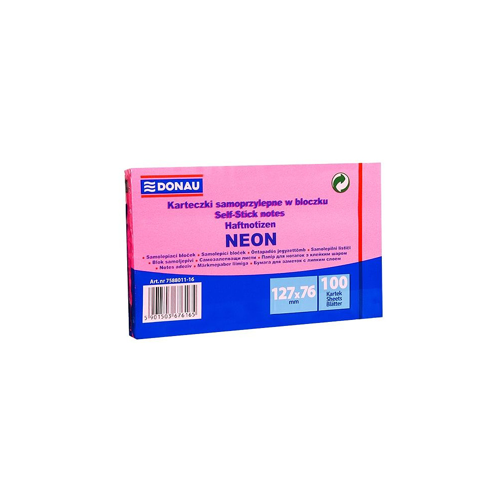 Бумага для заметок "Donau", 127x76 мм, 100 листов, розовый неон
