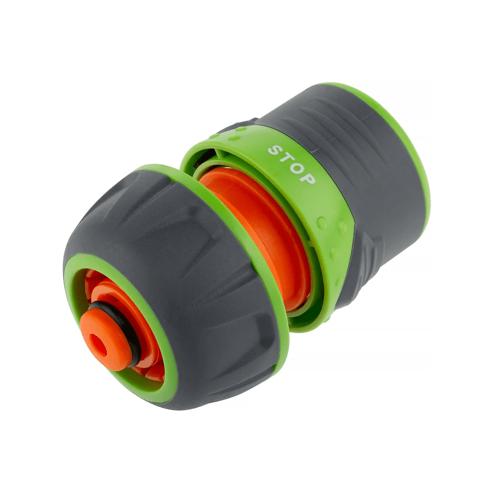 Коннектор Amigo Grande "79300", 3/4", с аквастопом, пластик, серый, зеленый