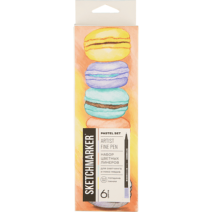 Ручка капиллярная "Sketchmarker Artist fine pen Pastel", 6 шт