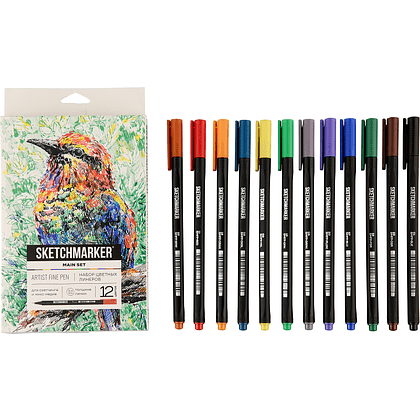 Ручка капиллярная "Sketchmarker Artist fine pen Main", 12 шт - 12