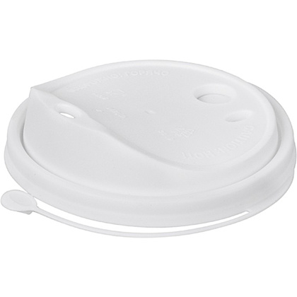Крышка пластиковая для стаканов d=90 мм, для горячих напитков, 50 шт/упак, флип-топ, белый