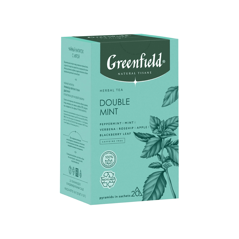 Чайный напиток "Greenfield Tisane Double Mint", 20 пакетиков x 1.8 г, с мятой - 3
