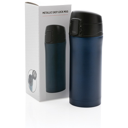 Кружка термическая "Easy Lock Metallic", металл, полипропилен, 300 мл, синий - 4