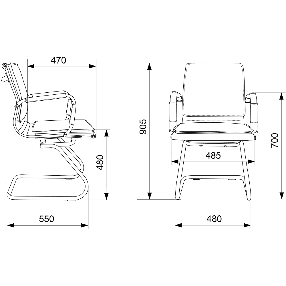 Кресло на полозьях "Бюрократ Ch-993-Low-V", экокожа, слоновая кость, металл хром - 4