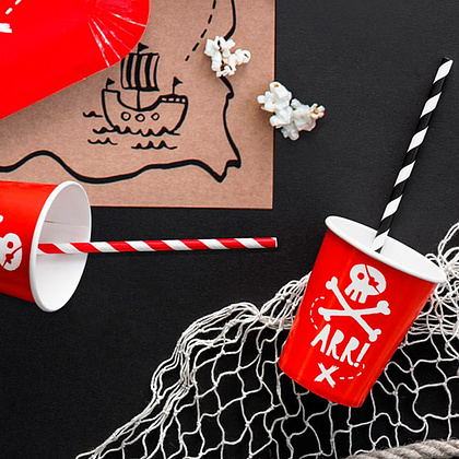 Трубочки бумажные, 19.5 см, красные - 3