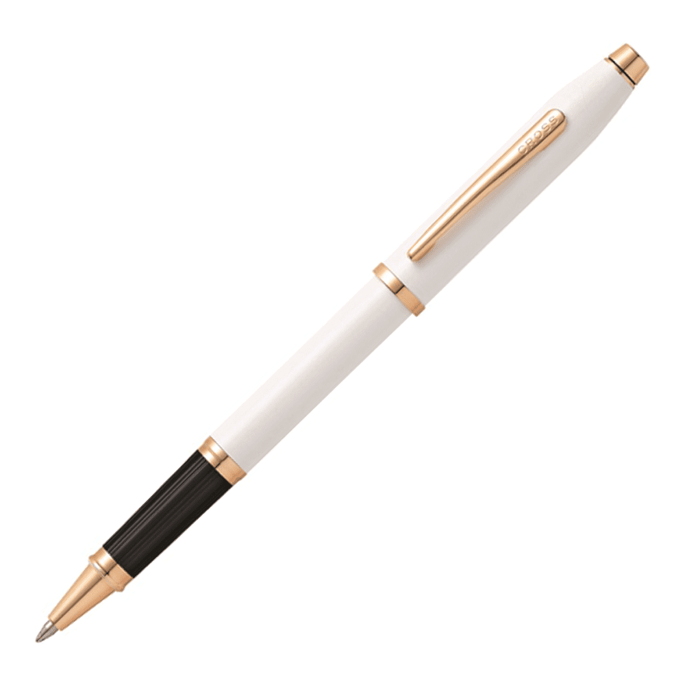 Ручка роллер "Century II Pearlescent White Lacquer", 0,7 мм, жемчужный, розовое золото, стерж. черный