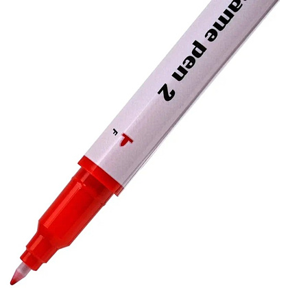 Маркер перманентный "Twin Name Pen", двусторонний, красный - 5