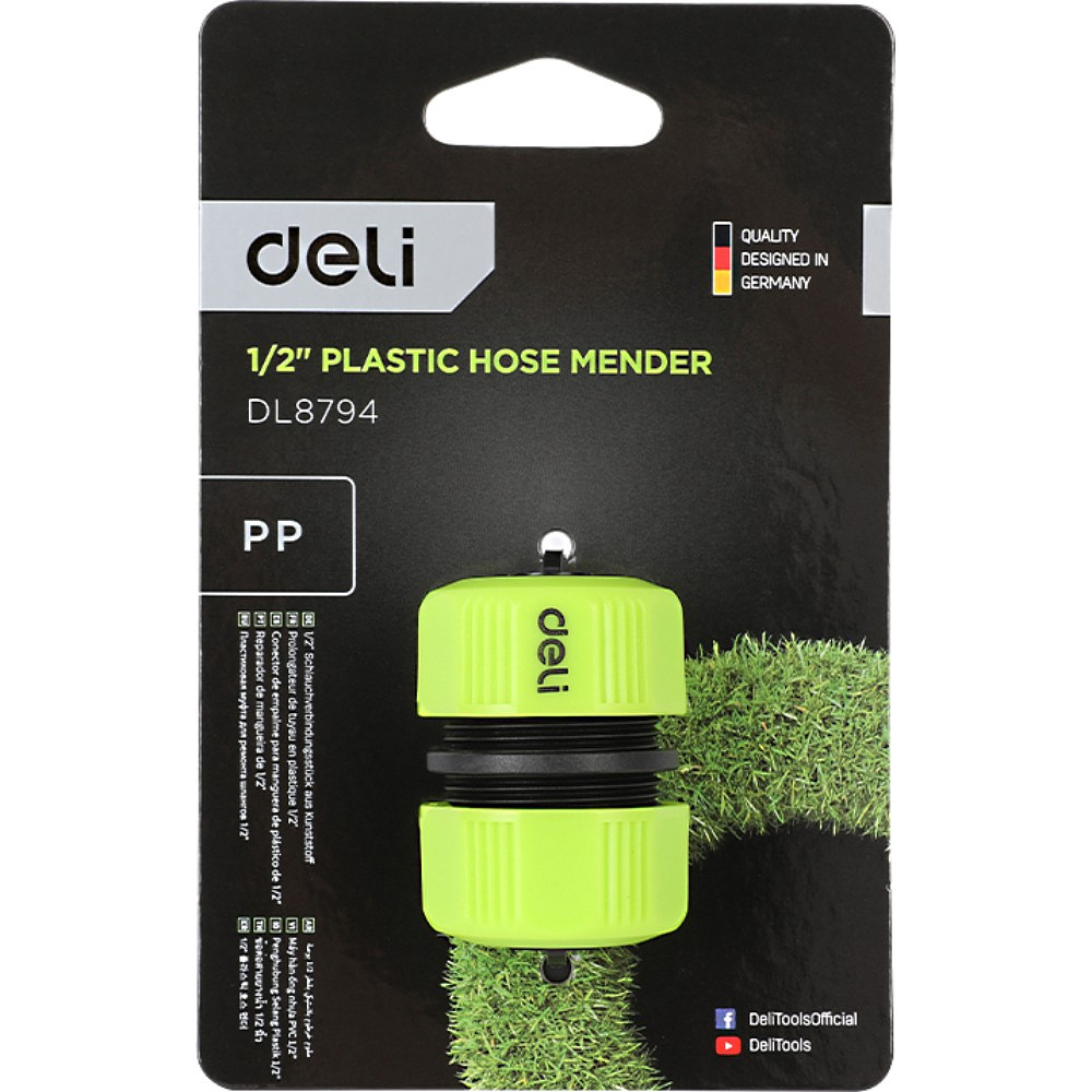 Муфта соединительная для шлангов Deli GS EDL8794, 1/2", двухкомпонентная, черный, зеленый - 4