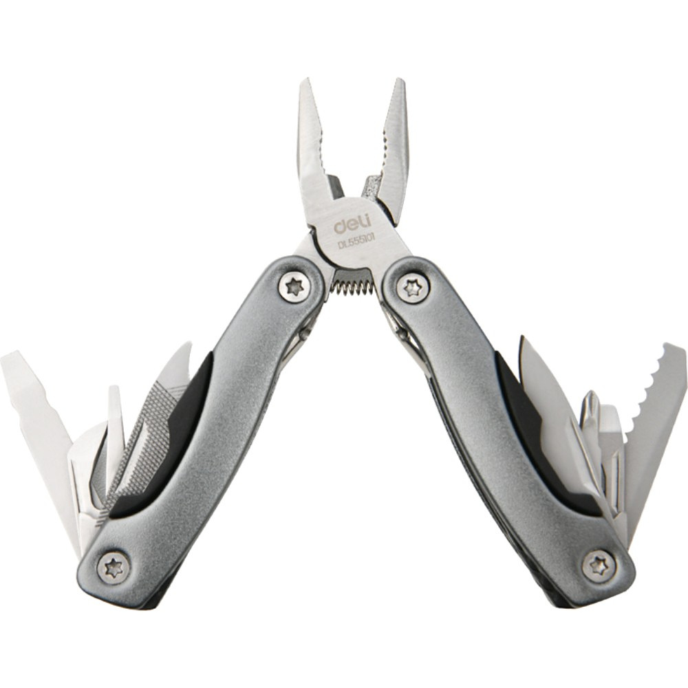 Мультитул Deli YS EDL555101, 12 функций, алюминий, серый