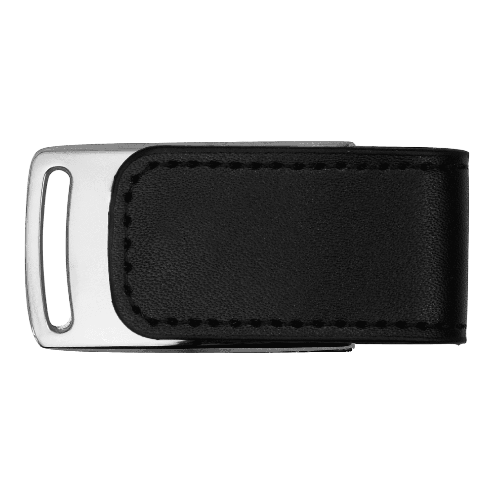 USB Flash 2.0 16 Gb VDL-014, метал, кож.зам., черный  - 2