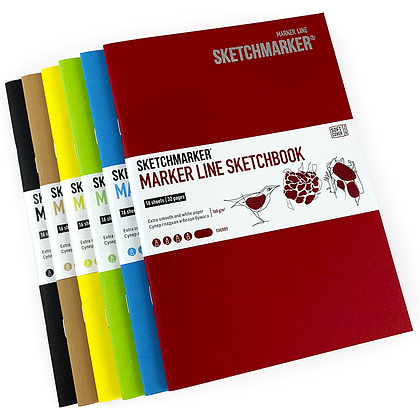 Скетчбук "Sketchmarker marker line", 14,8x21 см ,160 г/м2, 16 листов, вишневый - 2