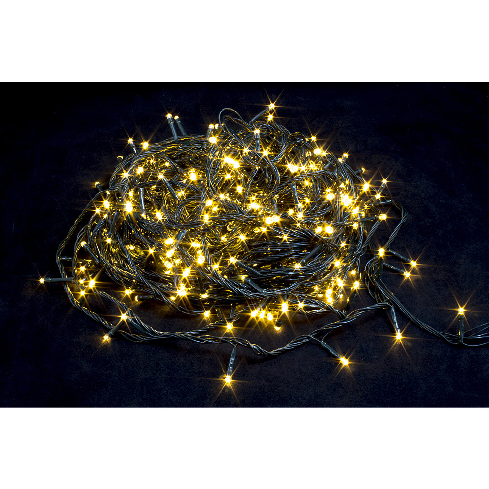 Гирлянда LED "Нить", черный провод, 26 м, теплый белый