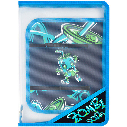 Папка для труда "Зомбо банка", А4, на молнии, голубой, черный - 2