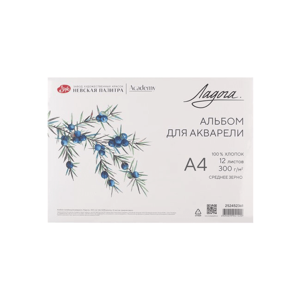 Альбом для рисования акварелью "Ладога", A4, 12 листов, склейка 