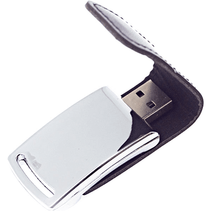 USB Flash 2.0 32 Gb VDL-014, метал, кож.зам., черный  - 2