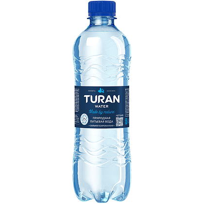 Вода минеральная питьевая "Тuran. Лёгкая", газированная 0.5 л, пластиковая бутылка