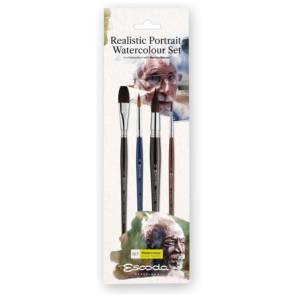 Набор кистей "Escoda. Realistic portrait watercolor set", набор 4 шт