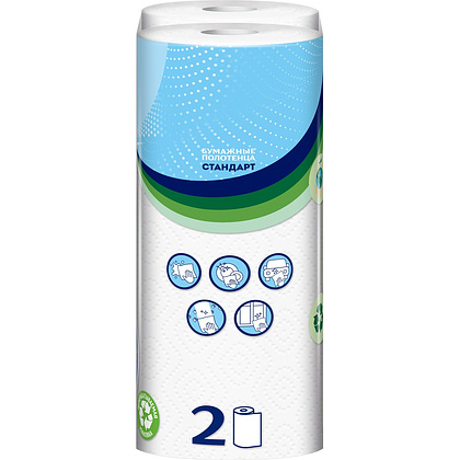 Полотенца бумажные Zemma Стандарт, 2 рулона, 2 слоя, белый - 3