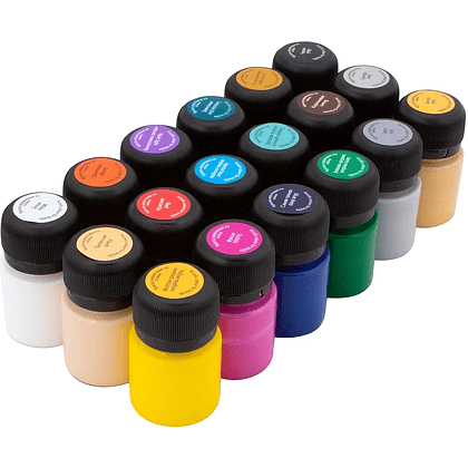 Краска акриловая по ткани "Декола", набор 18 цветов, 20 мл, банки - 9