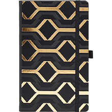 Блокнот "Clasp gold", А5, 96 листов, линейка, на резинке, черный, золотой