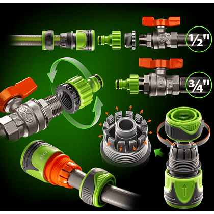 Комплект поливочный Amigo Grande "79021", 1/2", пластик, зеленый, серый - 5