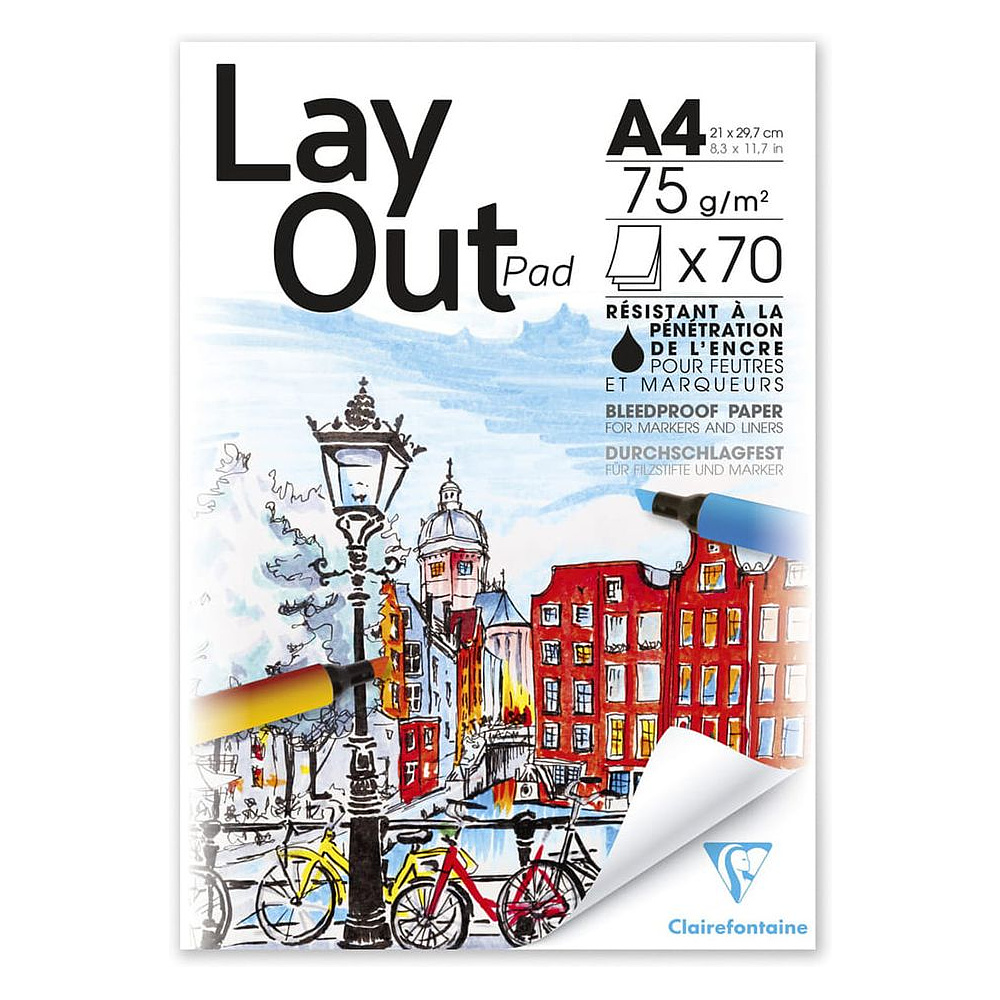 Блок бумаги для маркеров "LAYOUT PAD", A4, 75 г/м2, 70 листов