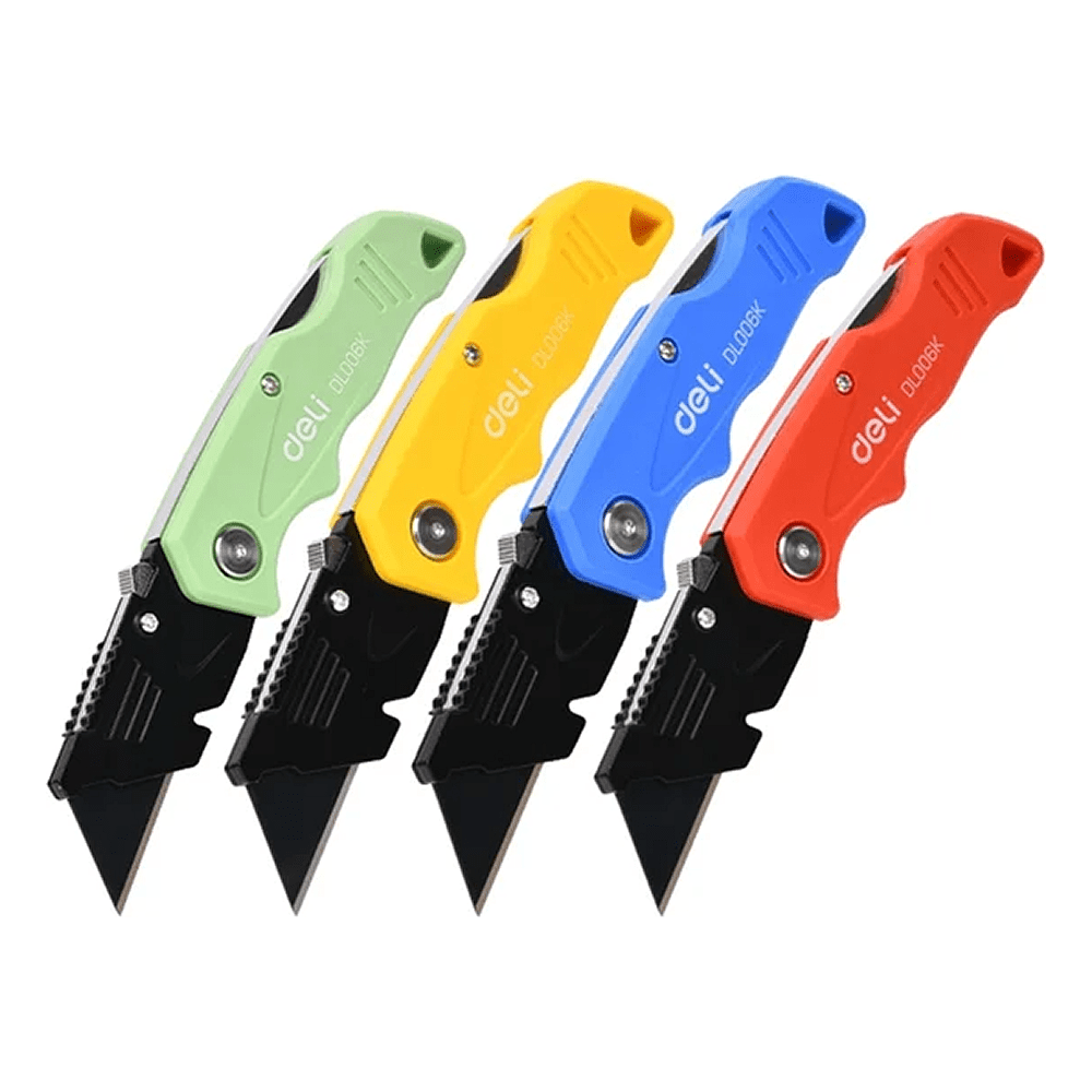 Нож строительный складной Deli YS EDL006K-4, 19 мм, трапеция, 4 шт.