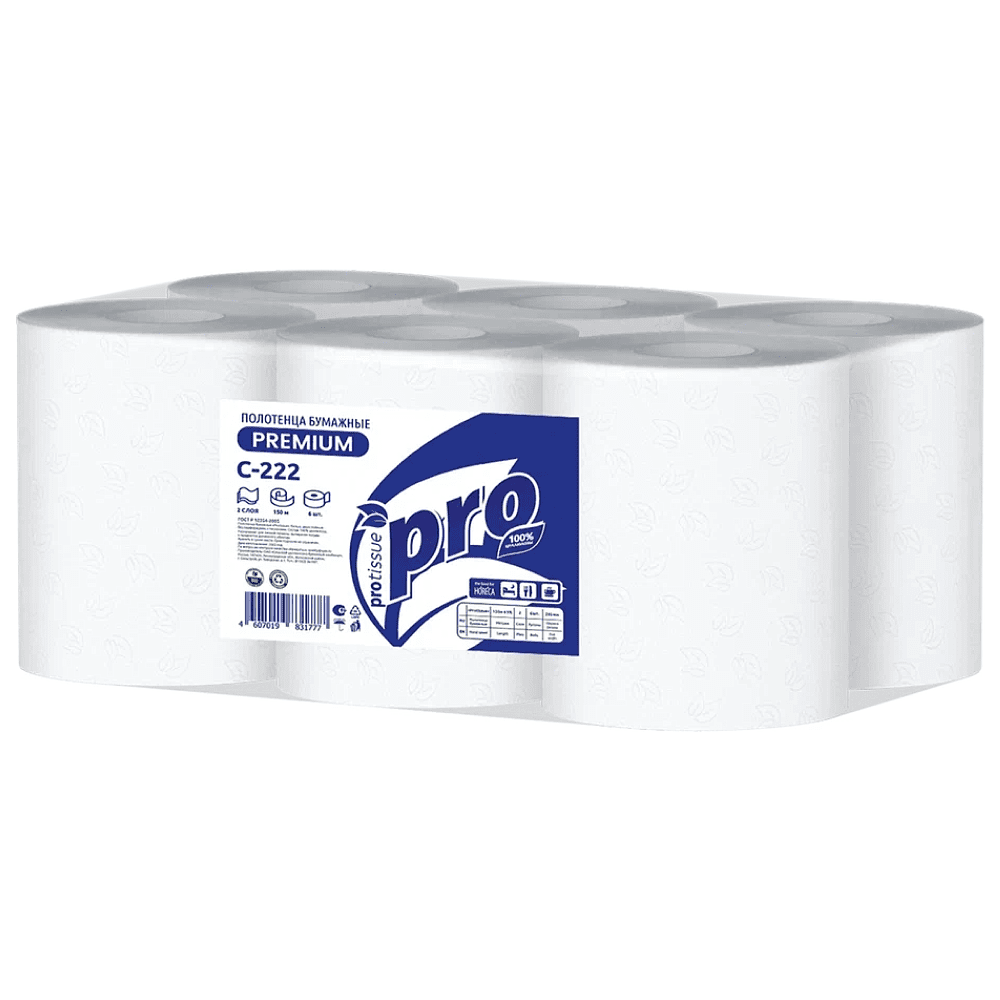 Полотенца бумажные PROtissue в рулонах с центральной вытяжкой, 150 м, 2 слоя, 100% целлюлоза - 6