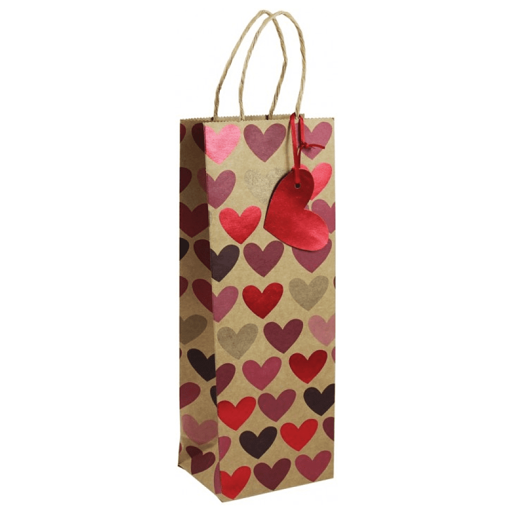Пакет бумажный подарочный "Heart kraft", 12,7x9x35,5 см