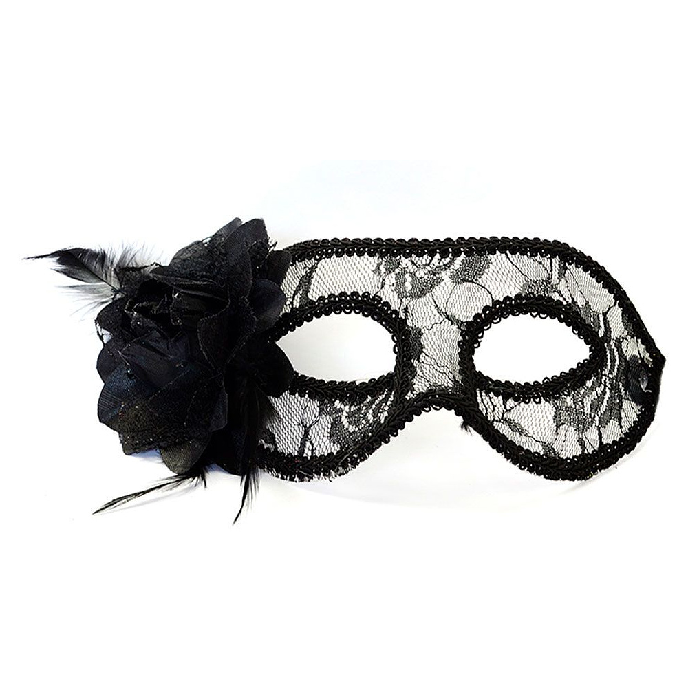 Маска карнавальная "Party" с розой, черный